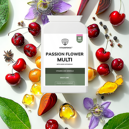Vitadefence® Passion Flower Multi | With Montmorency Cherry, Chamomile, Ashwagandha & Magnesium – 60 Capsule
