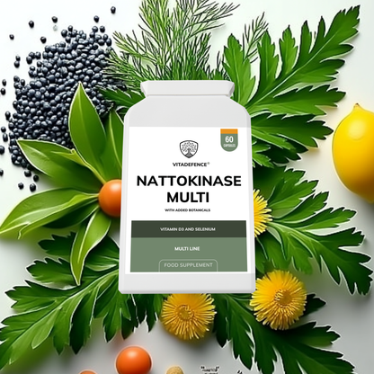 Vitadefence® Nattokinase Multi | With Vitamin D3, Selenium & Botanicals – 60 Capsules