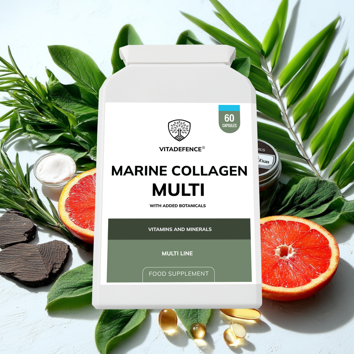 Vitadefence® Marine Collagen Multi | With Vitamin C, Zinc & Biotin – 60 Capsules