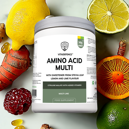 Vitadefence® Amino Acid Multi | Lemon & Lime Flavour with Citrulline Malate, BCAAs & Vitamins – 300 g