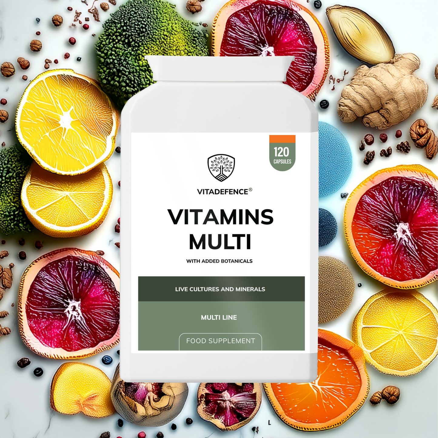 Vitadefence® Vitamins Multi | With Botanicals, Minerals & Live Cultures – 120 Capsules