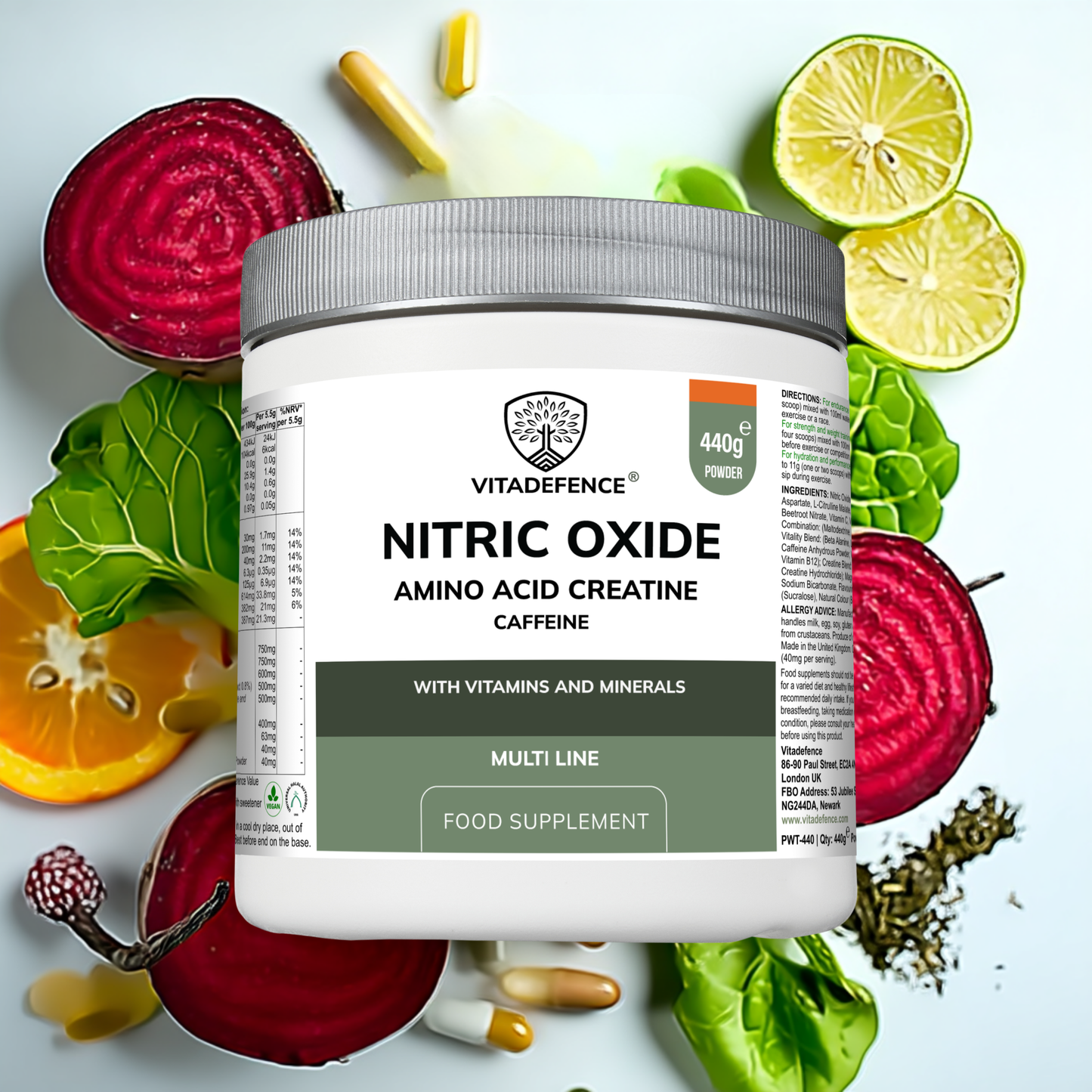 Vitadefence® Nitric Oxide Multi | L-Arginine, L-Citrulline & Beetroot – 60 Capsules
