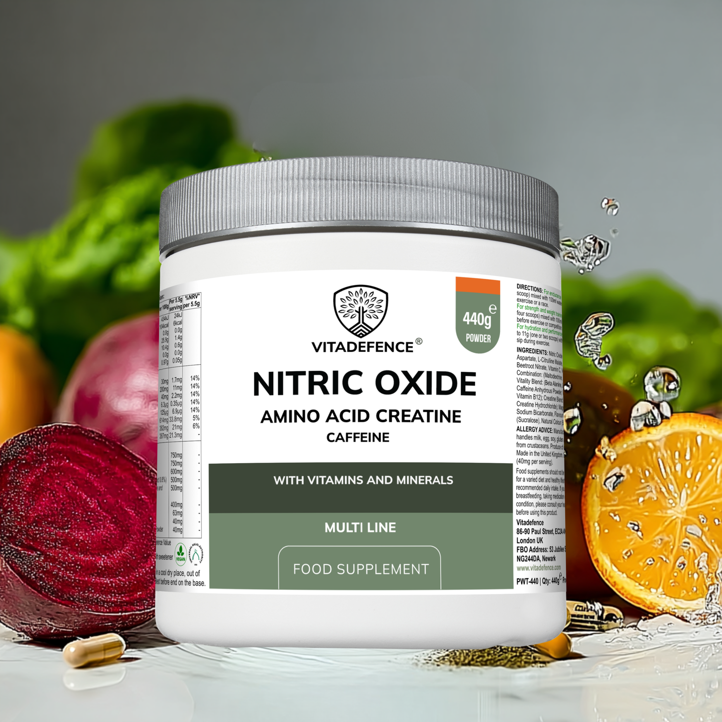 Vitadefence® Nitric Oxide Multi | L-Arginine, L-Citrulline & Beetroot – 60 Capsules
