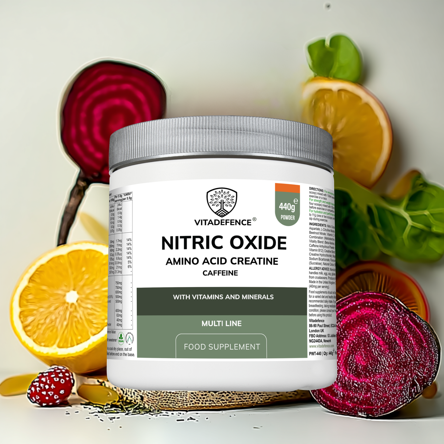 Vitadefence® Nitric Oxide Multi | L-Arginine, L-Citrulline & Beetroot – 60 Capsules