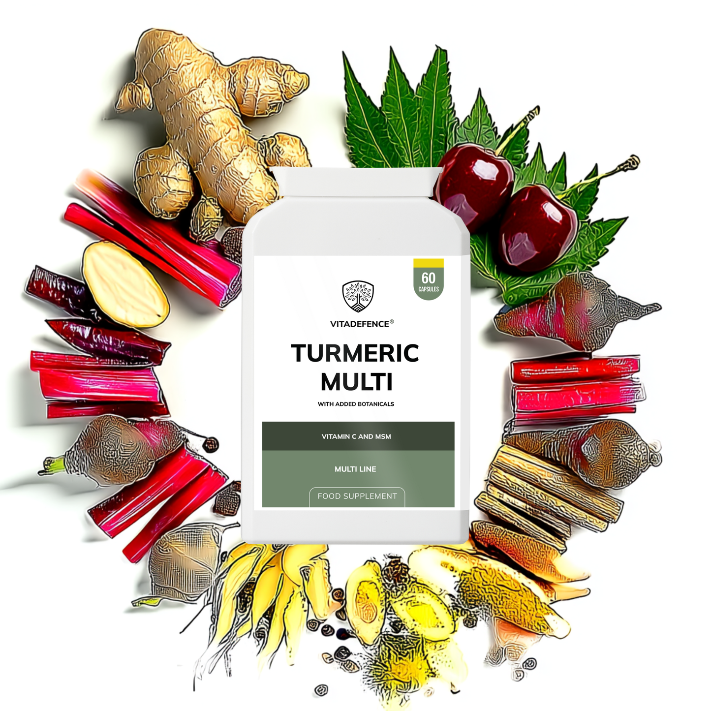 Vitadefence® Turmeric Multi | With Vitamin B6, Zinc & Botanicals – 90 Capsules
