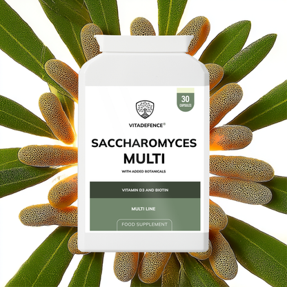 Vitadefence® Saccharomyces Multi | With Vitamin D3, Biotin, Olive Leaf & Bamboo Silica – 30 Capsules