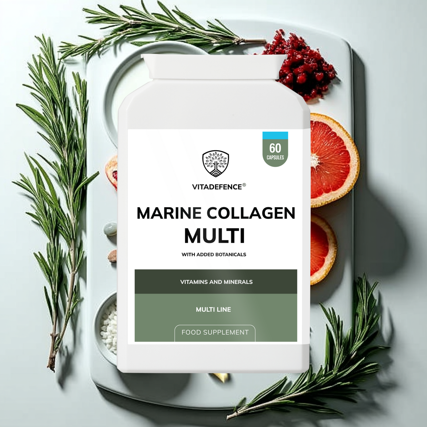 Vitadefence® Marine Collagen Multi | With Vitamin C, Zinc & Biotin – 60 Capsules