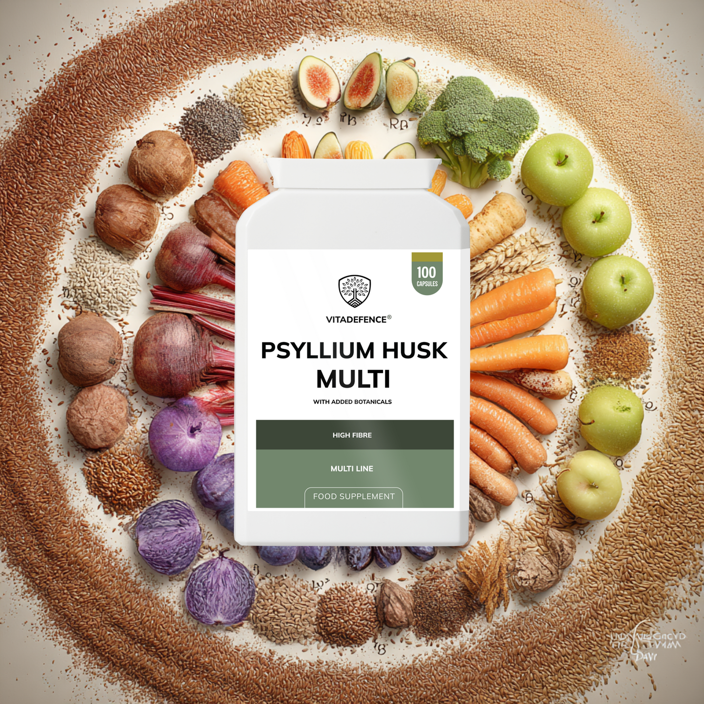Vitadefence® Psyllium Husk Multi | High-Fibre Botanical Blend – 100 Capsules