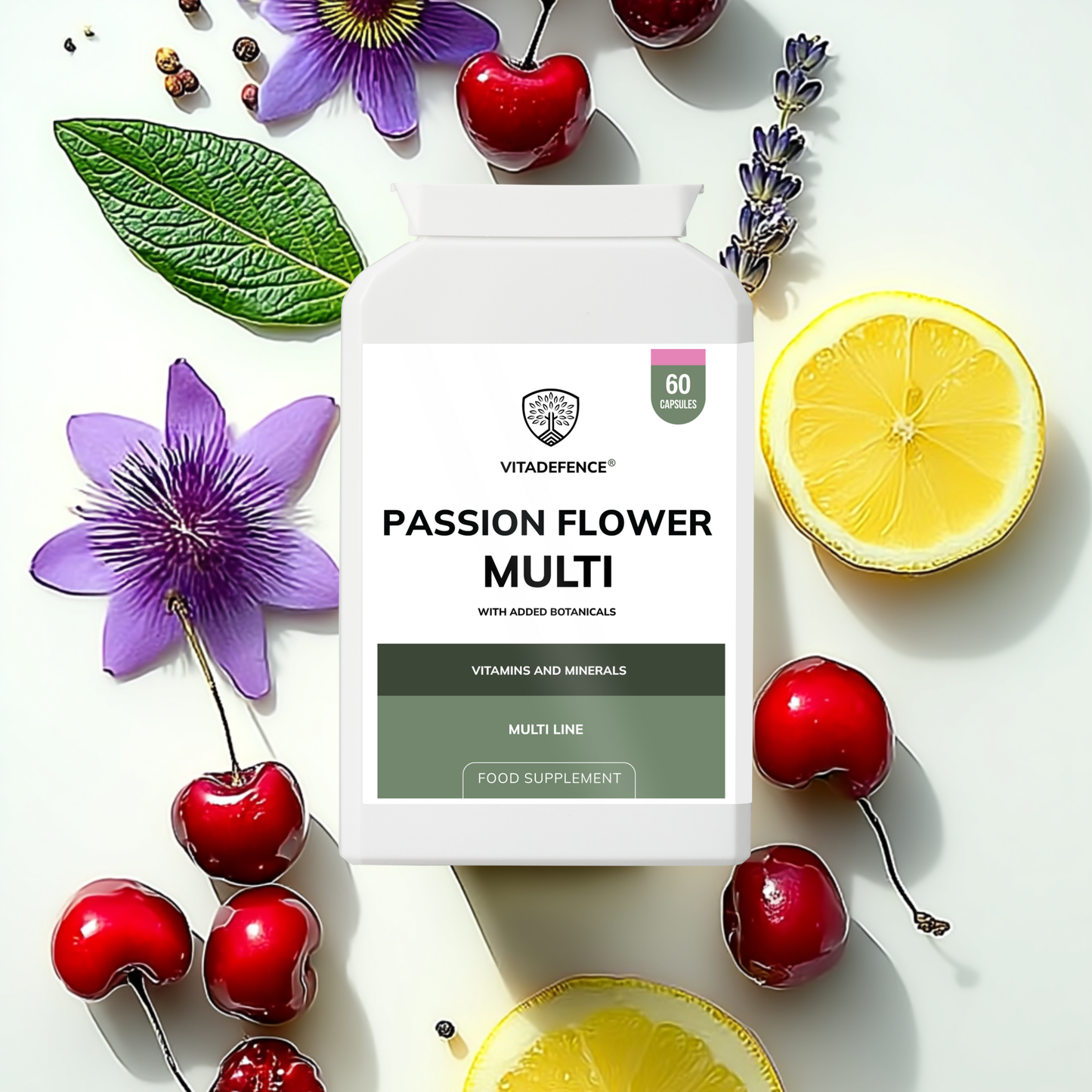 Vitadefence® Passion Flower Multi | With Montmorency Cherry, Chamomile, Ashwagandha & Magnesium – 60 Capsule