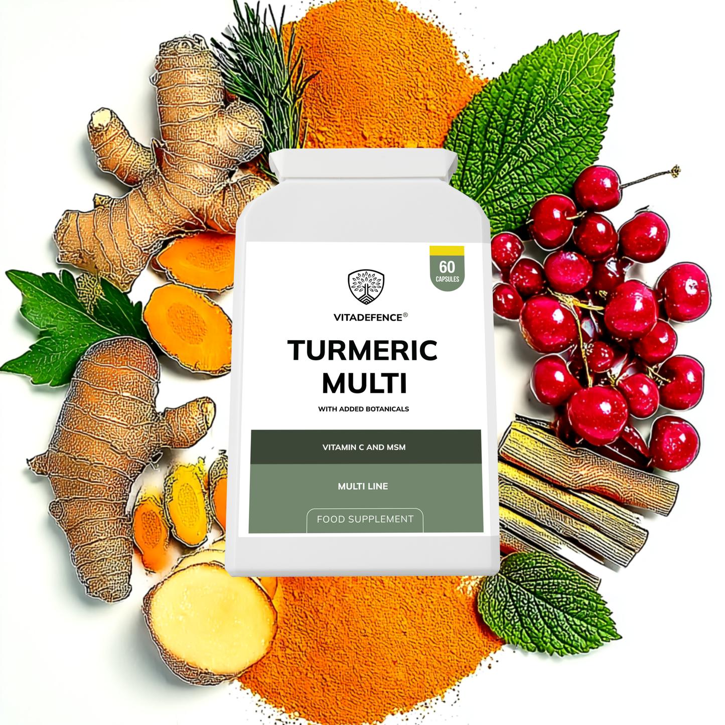 Vitadefence® Turmeric Multi | With Vitamin B6, Zinc & Botanicals – 90 Capsules