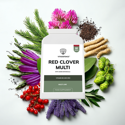 Vitadefence® Red Clover Multi | With Vitamin B6, Zinc, Sage & Siberian Ginseng – 60 Capsules