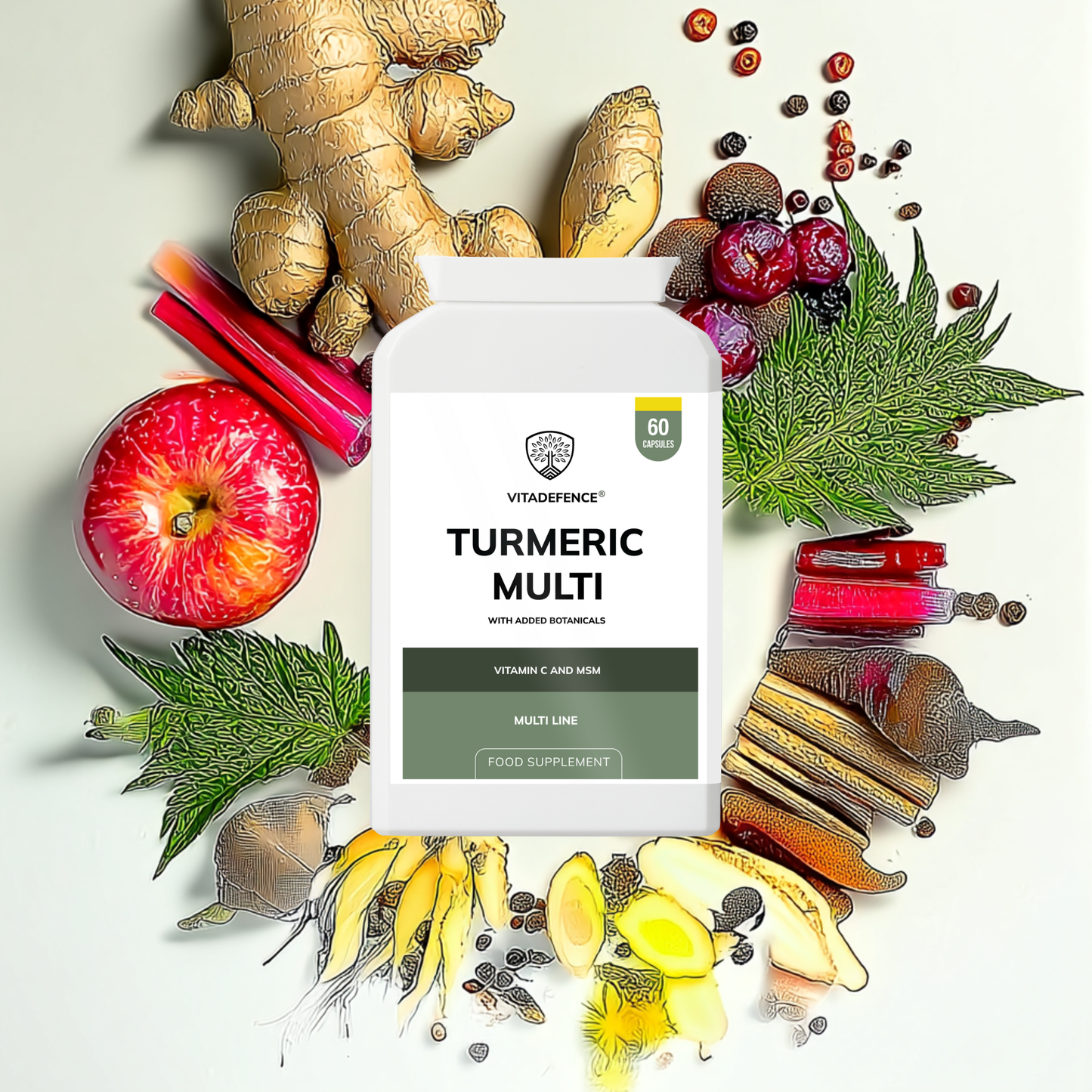 Vitadefence® Turmeric Multi | With Vitamin B6, Zinc & Botanicals – 90 Capsules