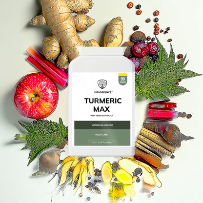 Vitadefence® Turmeric Max | With Vitamin B6, Zinc & Botanicals – 90 Capsules