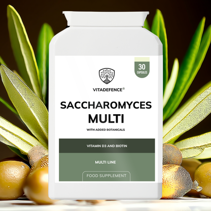Vitadefence® Saccharomyces Multi | With Vitamin D3, Biotin, Olive Leaf & Bamboo Silica – 30 Capsules