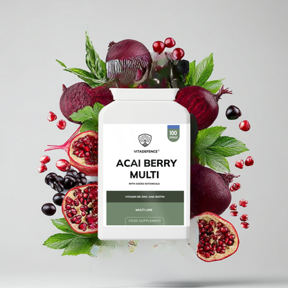 Vitadefence® Acai Berry Multi | With Vitamin B6, Zinc, Biotin & Botanicals – 100 Capsules
