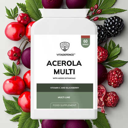 Vitadefence® Acerola Multi | Food-Based Vitamin C with Botanicals – 60 Capsules