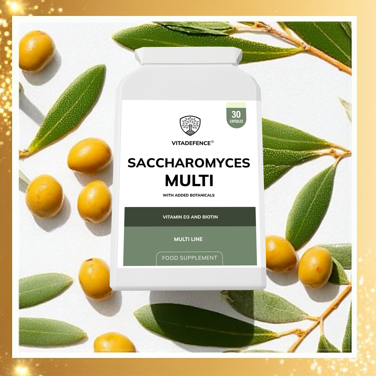 Vitadefence® Saccharomyces Multi | With Vitamin D3, Biotin, Olive Leaf & Bamboo Silica – 30 Capsules