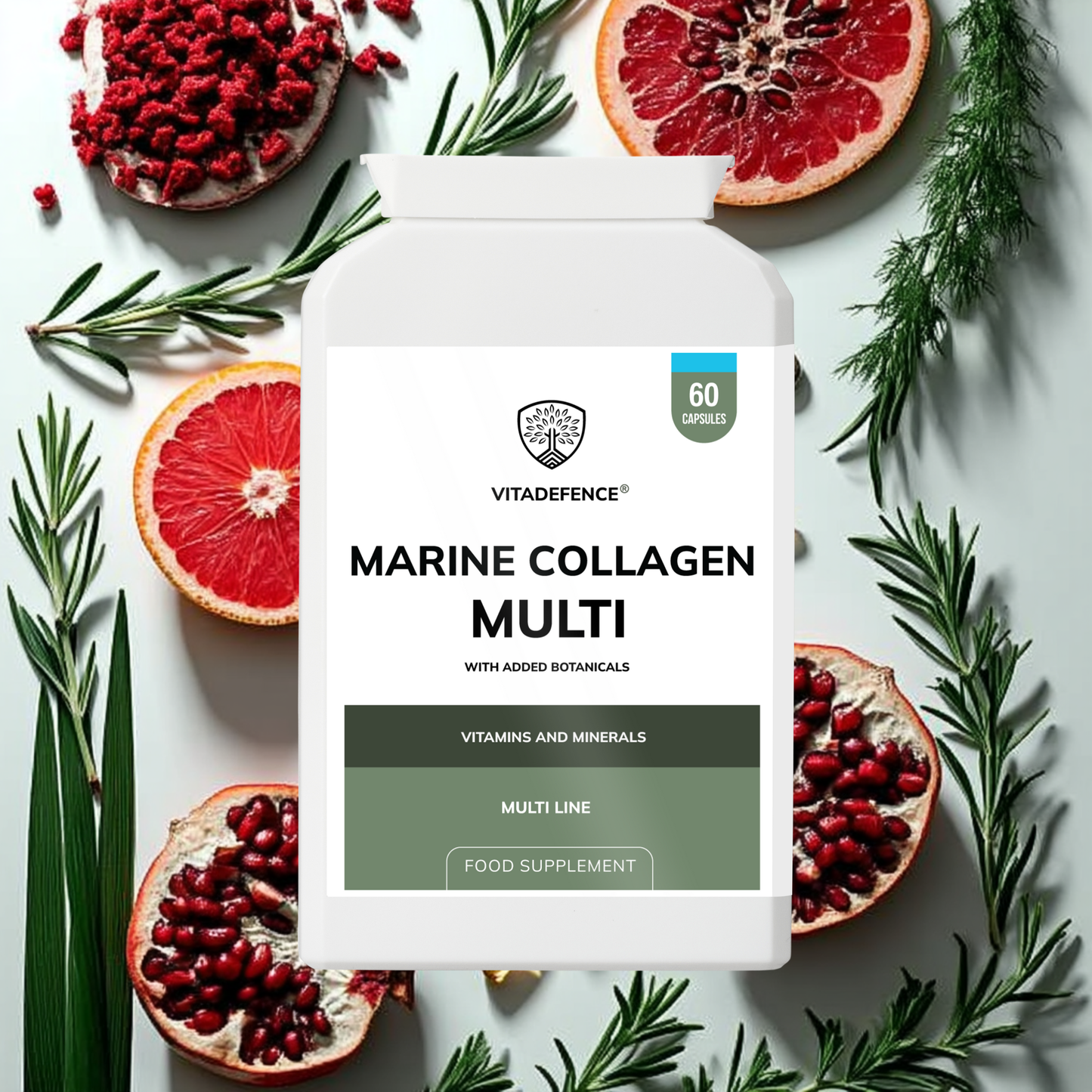 Vitadefence® Marine Collagen Multi | With Vitamin C, Zinc & Biotin – 60 Capsules