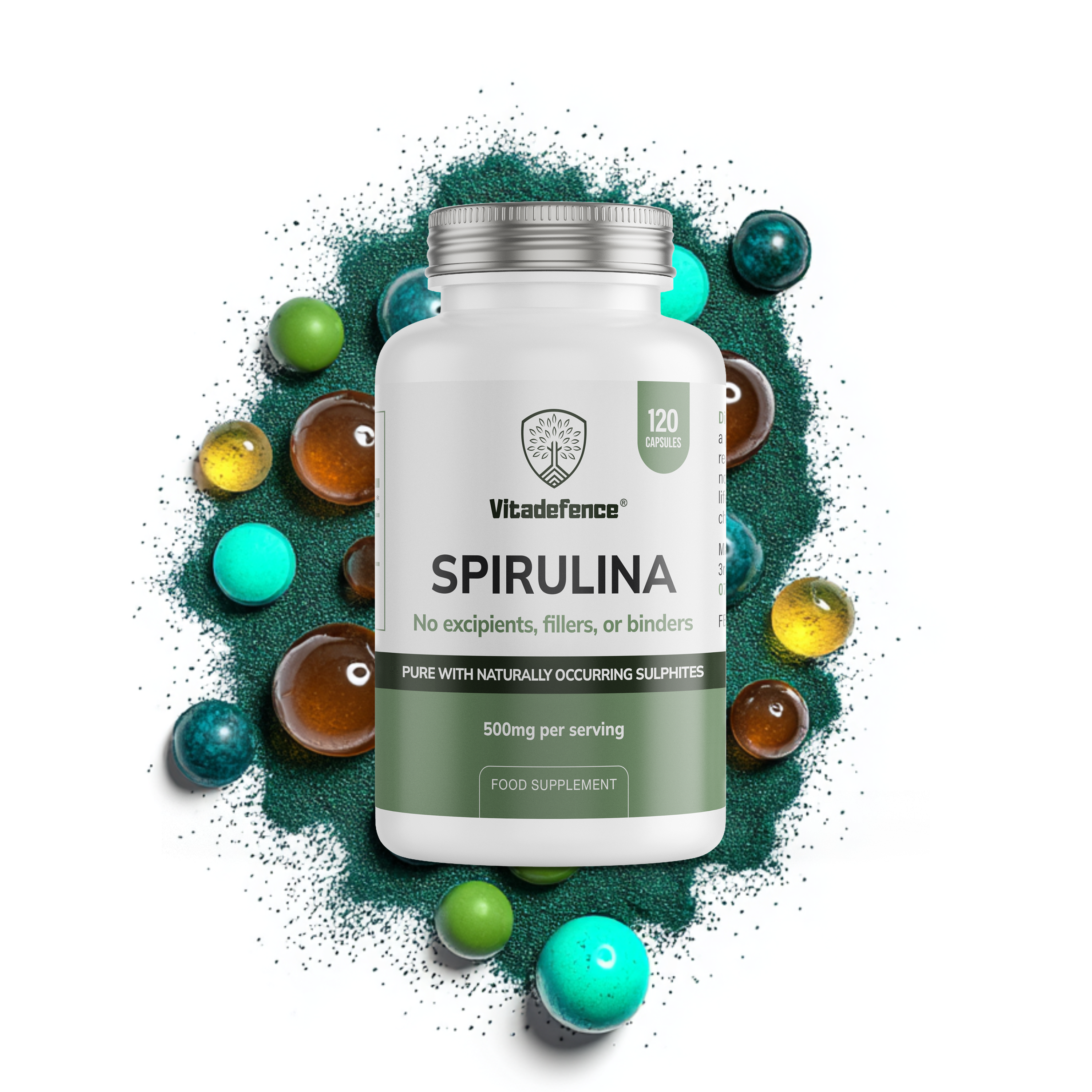 Vitadefence® Spirulina | 500 mg Vegan Capsules – 120 Count