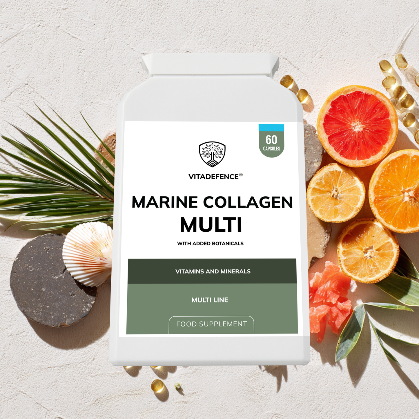 Vitadefence® Marine Collagen Multi | With Vitamin C, Zinc & Biotin – 60 Capsules
