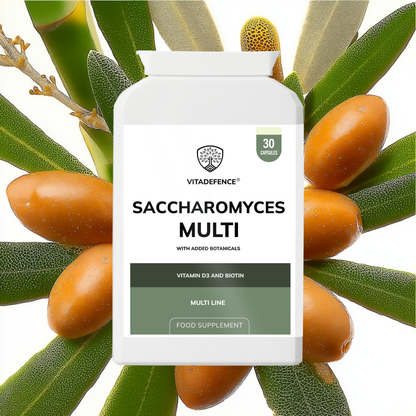 Vitadefence® Saccharomyces Multi | With Vitamin D3, Biotin, Olive Leaf & Bamboo Silica – 30 Capsules