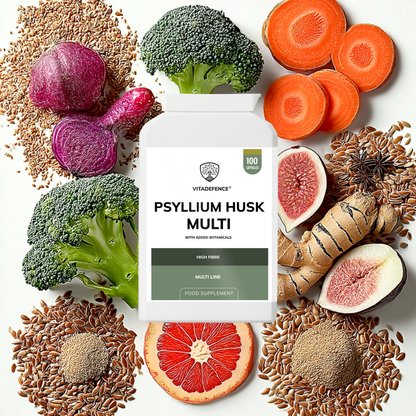 Vitadefence® Psyllium Husk Multi | High-Fibre Botanical Blend – 100 Capsules