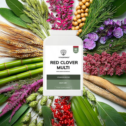 Vitadefence® Red Clover Multi | With Vitamin B6, Zinc, Sage & Siberian Ginseng – 60 Capsules