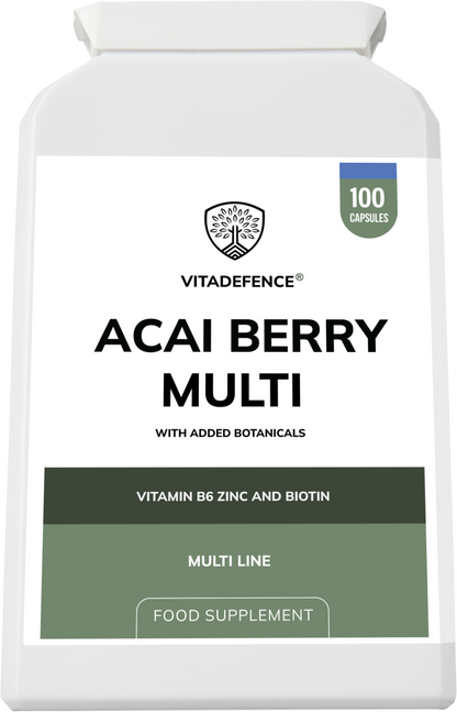 Vitadefence® Acai Berry Multi | With Vitamin B6, Zinc, Biotin & Botanicals – 100 Capsules