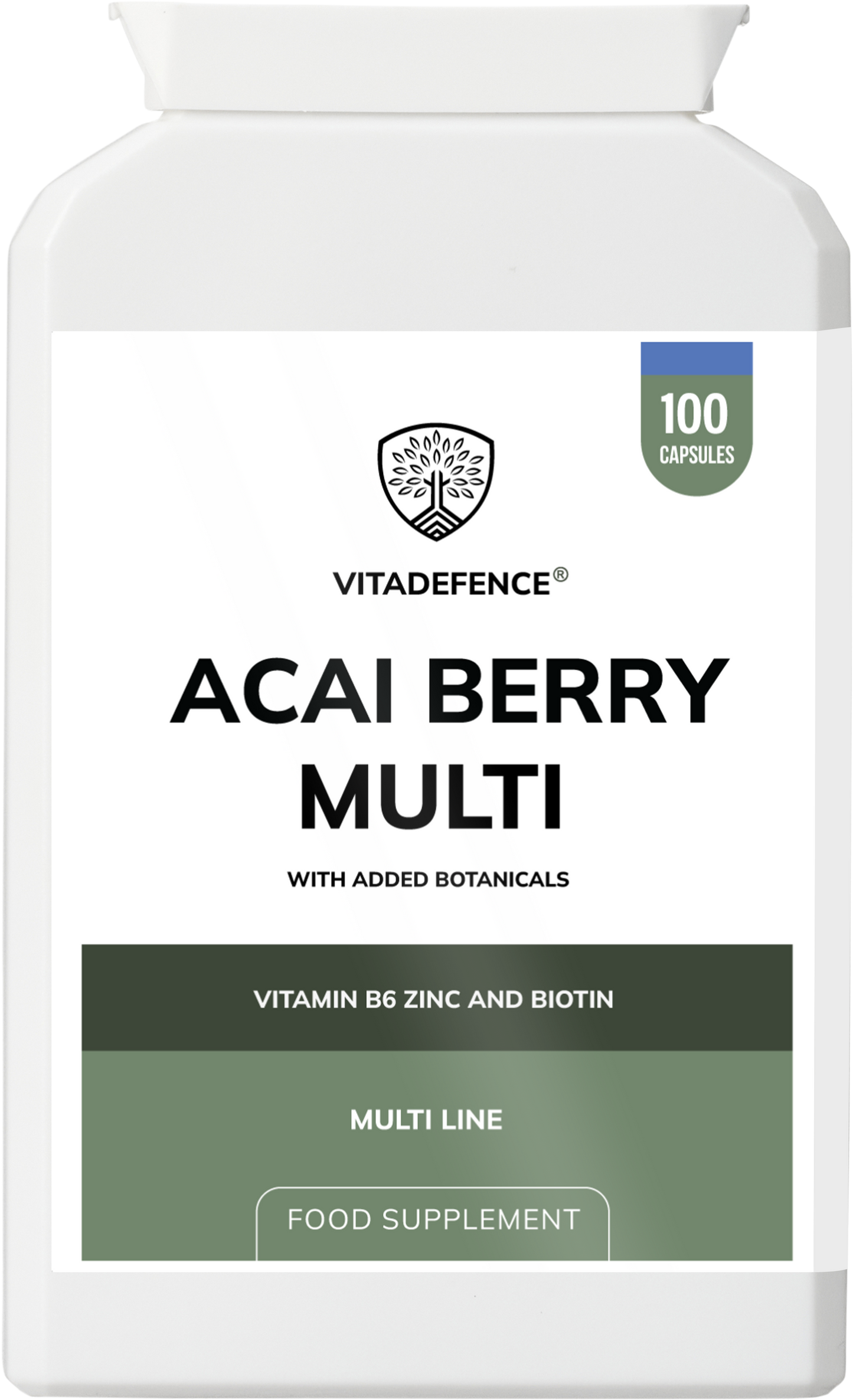 Vitadefence® Acai Berry Multi | With Vitamin B6, Zinc, Biotin & Botanicals – 100 Capsules