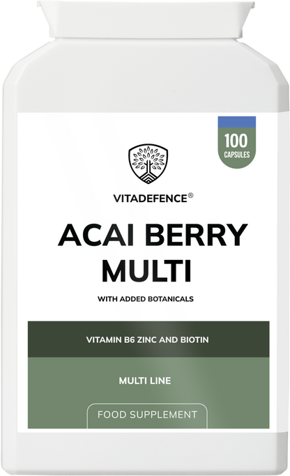 Vitadefence® Acai Berry Multi | With Vitamin B6, Zinc, Biotin & Botanicals – 100 Capsules