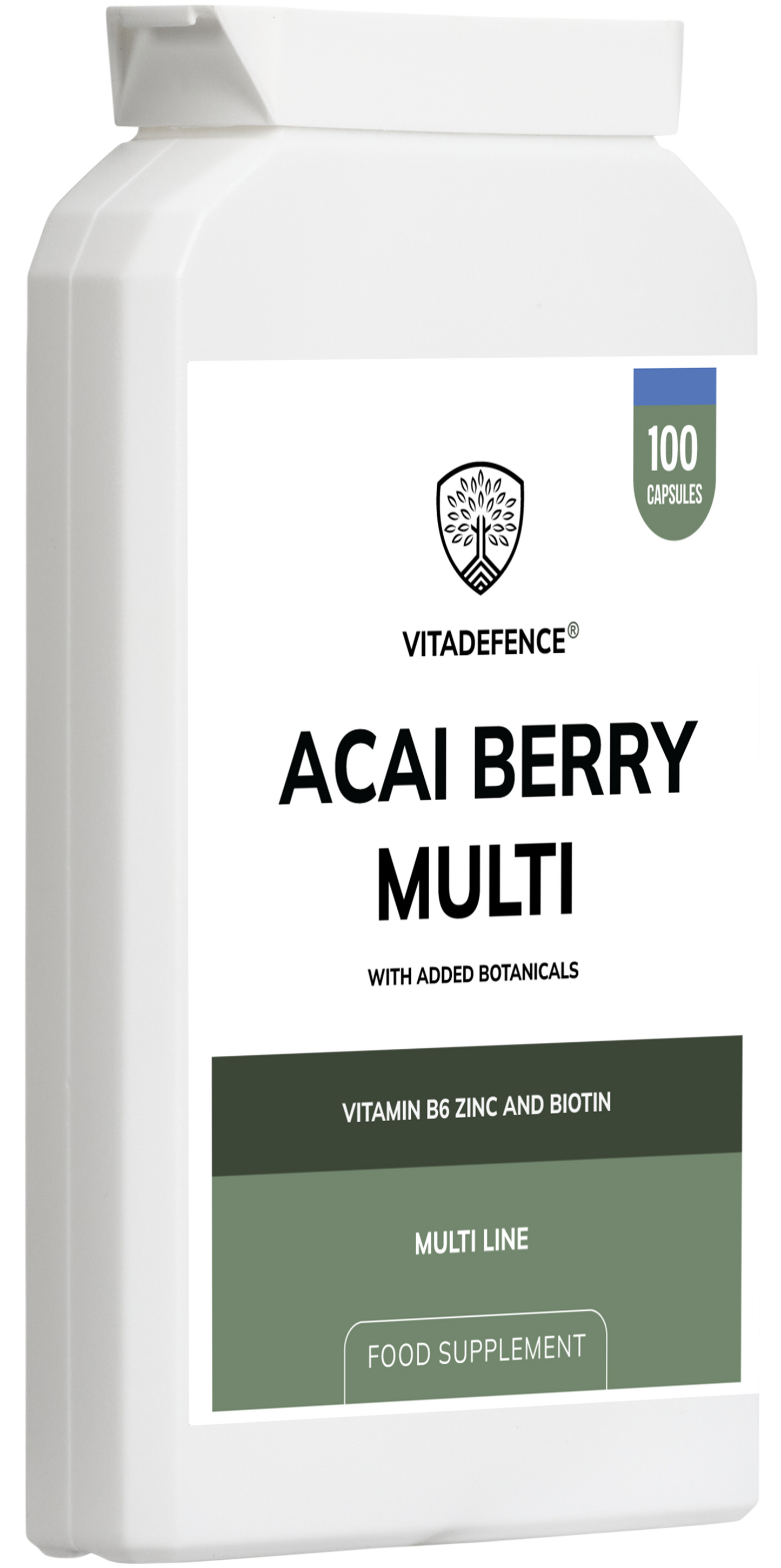 Vitadefence® Acai Berry Multi | With Vitamin B6, Zinc, Biotin & Botanicals – 100 Capsules