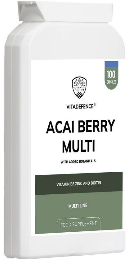 Vitadefence® Acai Berry Multi | With Vitamin B6, Zinc, Biotin & Botanicals – 100 Capsules