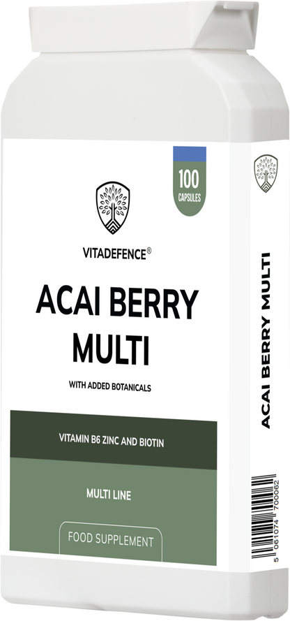 Vitadefence® Acai Berry Multi | With Vitamin B6, Zinc, Biotin & Botanicals – 100 Capsules