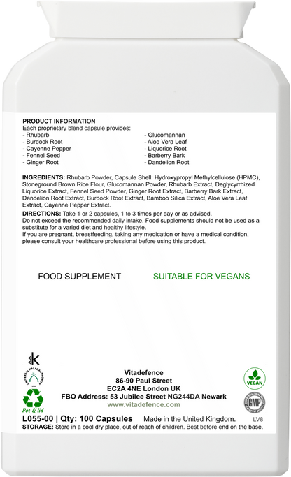 Vitadefence® Aloe Vera Multi | With Rhubarb, Fennel, Ginger & Botanicals – 100 Vegan Capsules