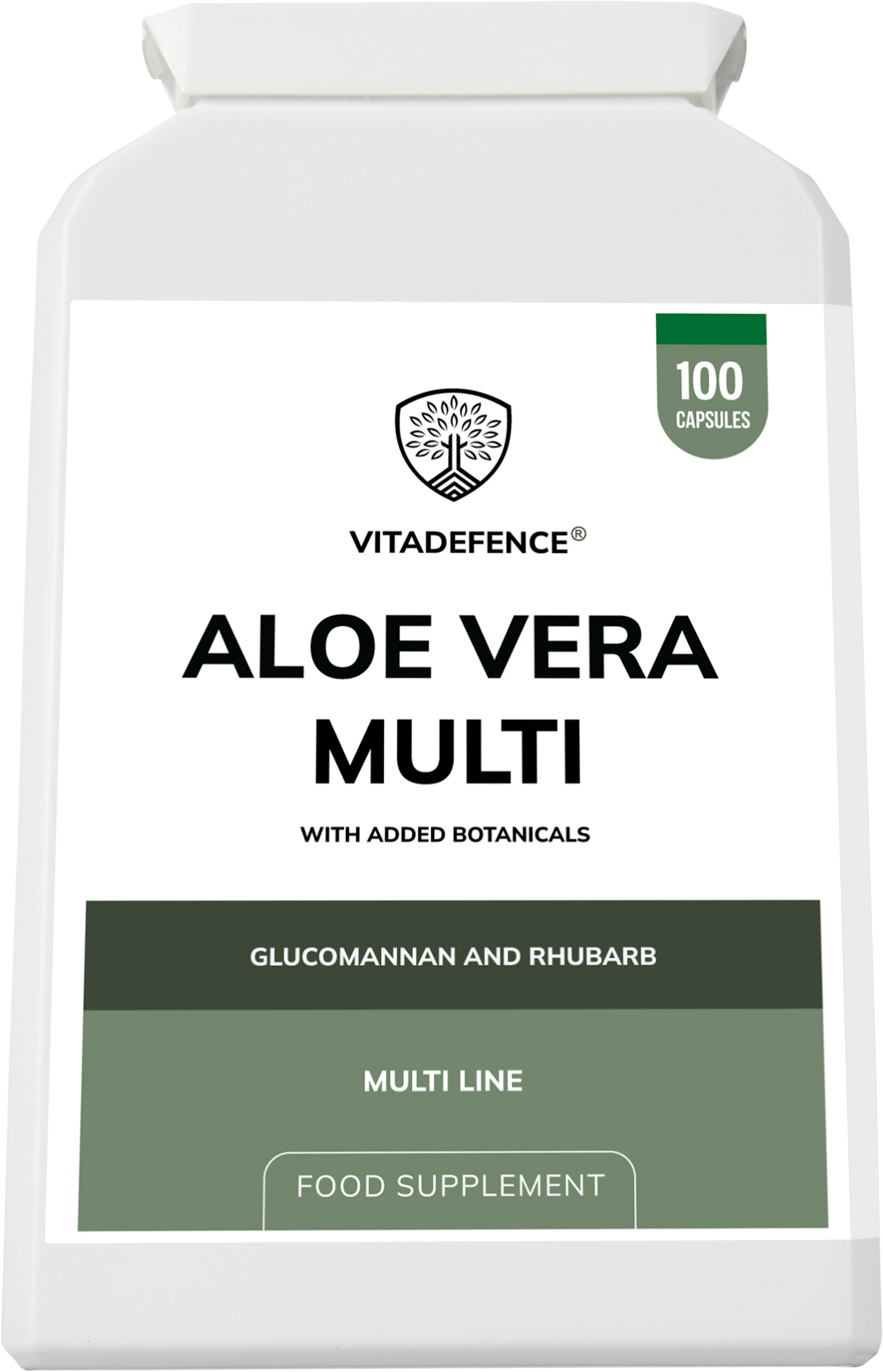 Vitadefence® Aloe Vera Multi | With Rhubarb, Fennel, Ginger & Botanicals – 100 Vegan Capsules