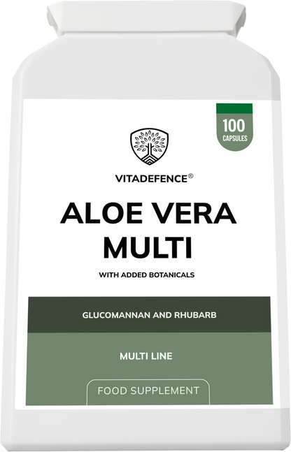 Vitadefence® Aloe Vera Multi | With Rhubarb, Fennel, Ginger & Botanicals – 100 Vegan Capsules