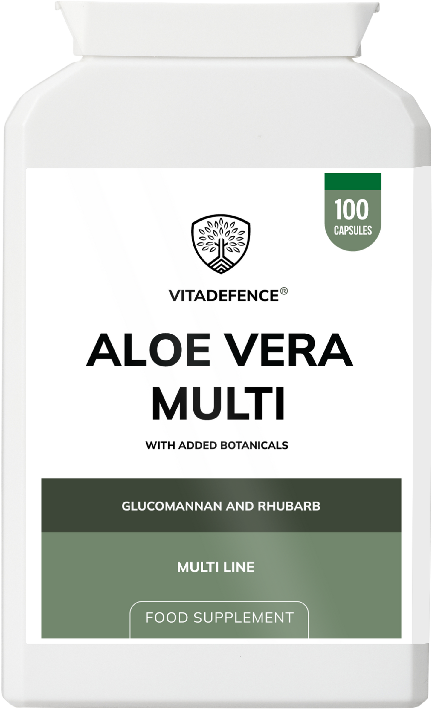 Vitadefence® Aloe Vera Multi | With Rhubarb, Fennel, Ginger & Botanicals – 100 Vegan Capsules