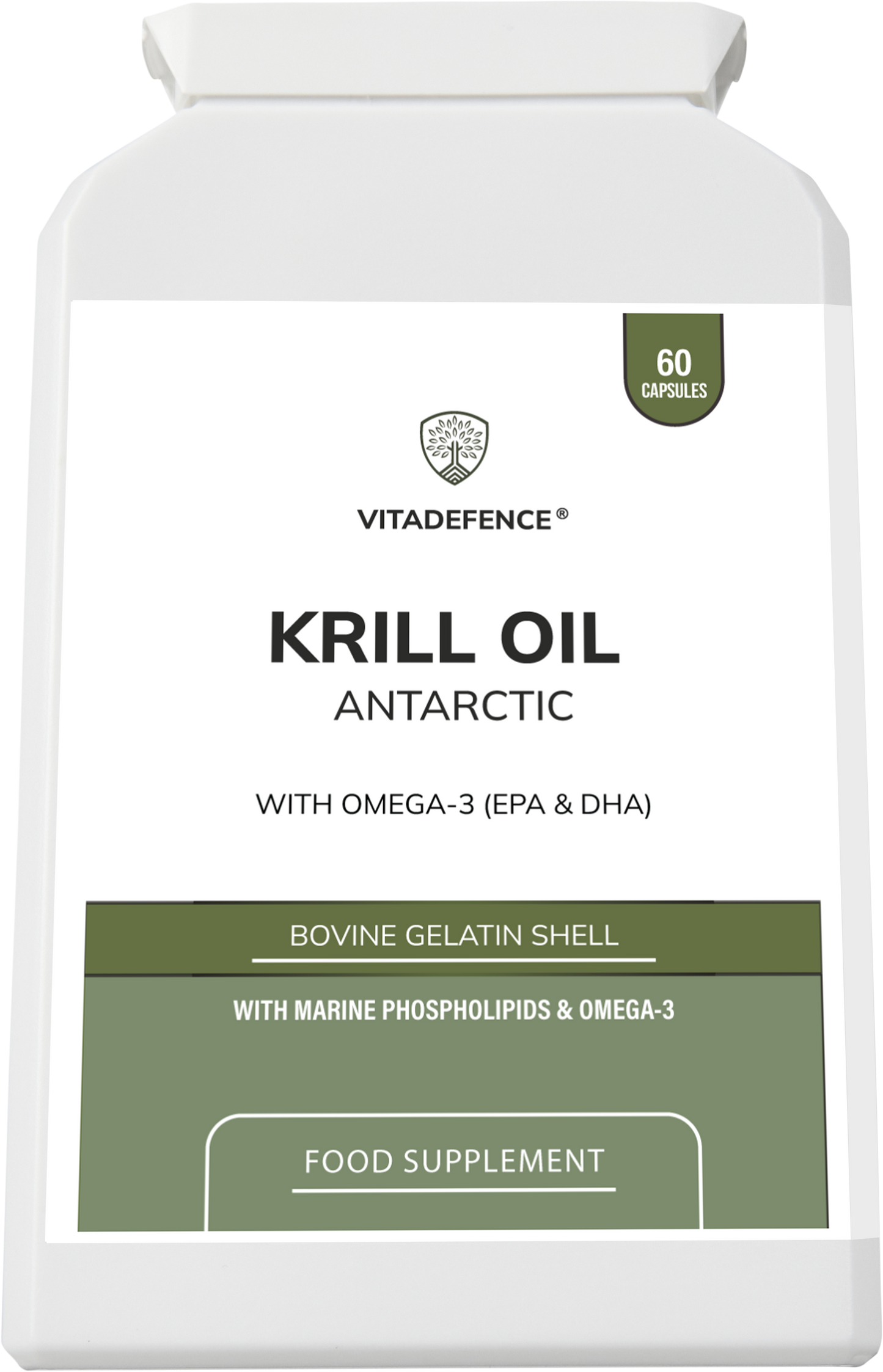 Vitadefence® Krill Oil Antarctic | 500 mg with EPA, DHA & Astaxanthin – 60 Softgels