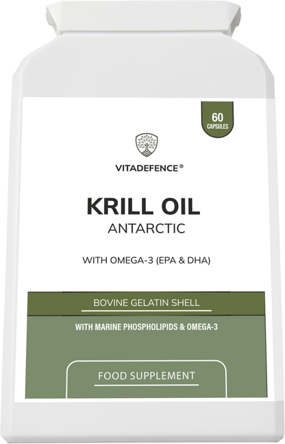 Vitadefence® Krill Oil Antarctic | 500 mg with EPA, DHA & Astaxanthin – 60 Softgels