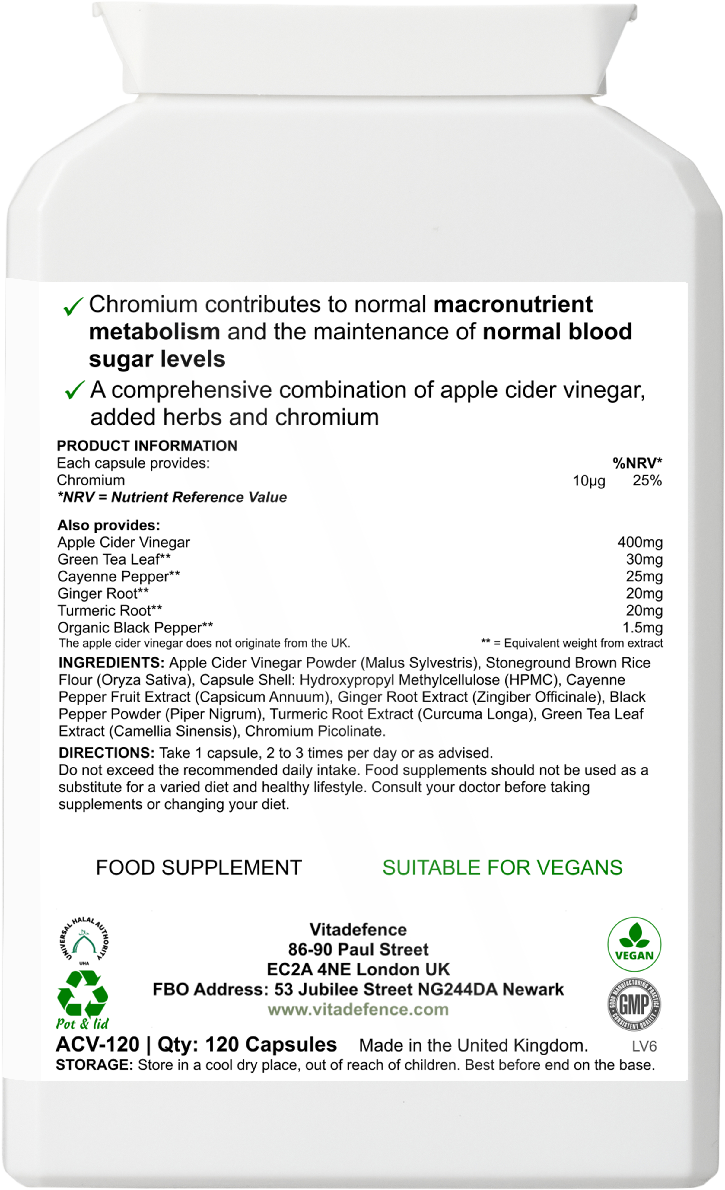 Apple Cider Multi – Chromium & Turmeric | 120 Vegan Capsules