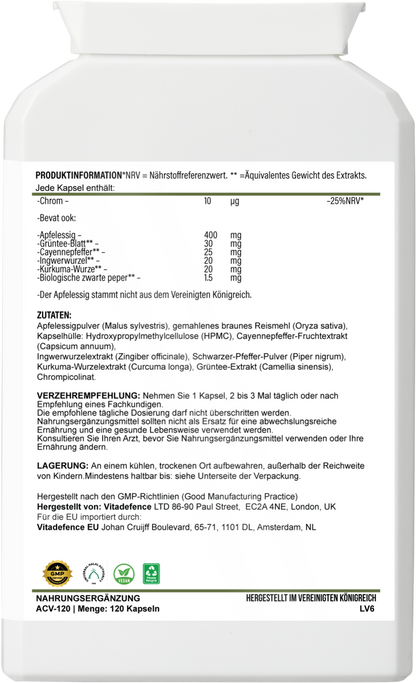 Apple Cider Multi | With Chromium, Turmeric & Botanicals – 120 Vegan Capsules -  Vitadefence® - Vitadefence®
