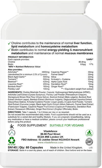 Vitadefence® Artichoke Multi | With Choline, Biotin & Botanicals – 60 Capsules