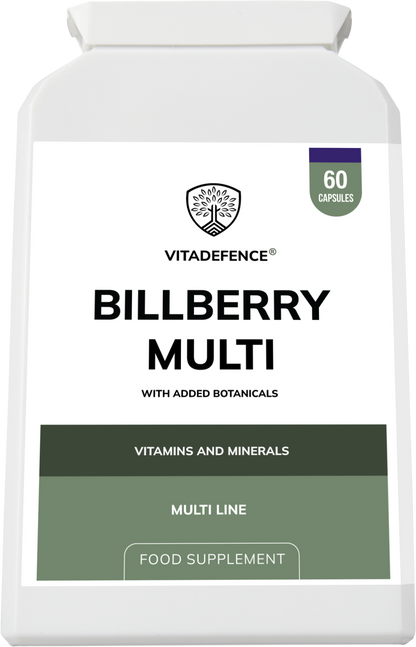 Vitadefence® Bilberry Multi | With Pine Bark, Lutein, Zinc, Selenium & Vitamins – 60 Capsules