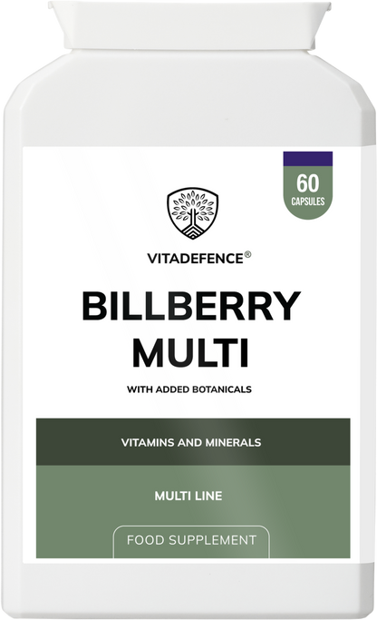 Vitadefence® Bilberry Multi | With Pine Bark, Lutein, Zinc, Selenium & Vitamins – 60 Capsules