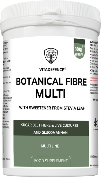 Vitadefence® Botanical Fibre Multi | Fibre & Plant Blend with Glucomannan & Live Cultures – 300 g