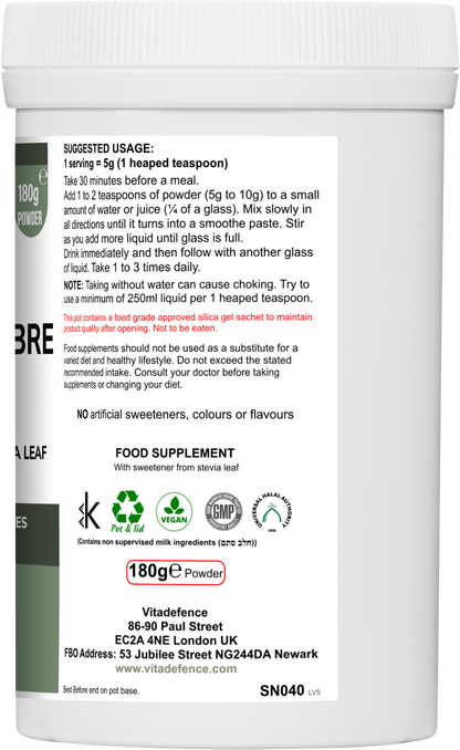 Vitadefence® Botanical Fibre Multi | Fibre & Plant Blend with Glucomannan & Live Cultures – 300 g