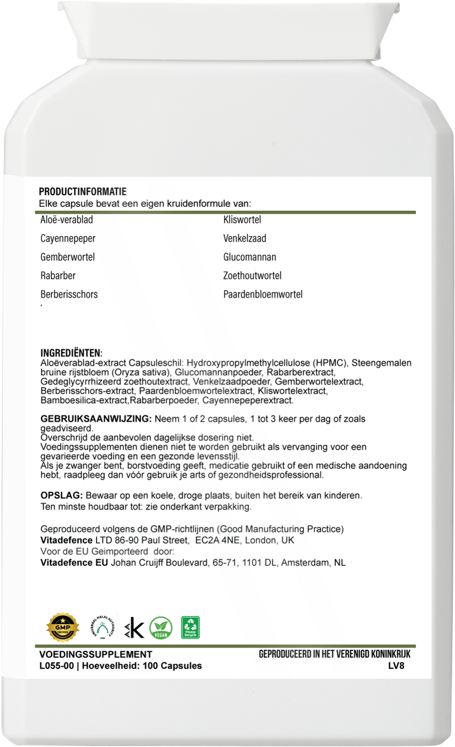 Aloe Vera Capsules | With Rhubarb, Fennel, Ginger & Botanicals – 100 Vegan Capsules -  Vitadefence® - Vitadefence®
