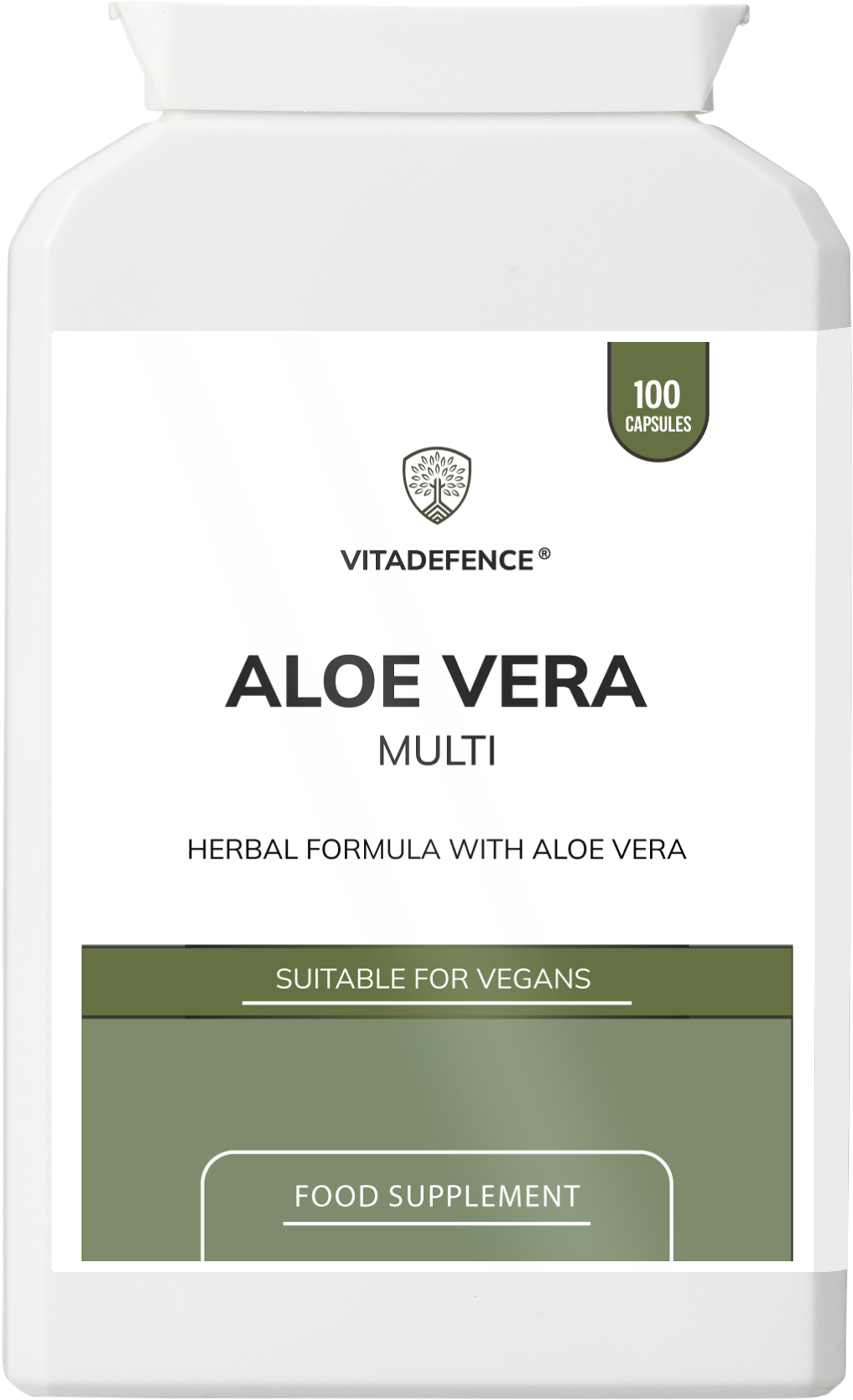 Vitadefence® Aloe Vera Multi | With Rhubarb, Fennel, Ginger & Botanicals – 100 Vegan Capsules
