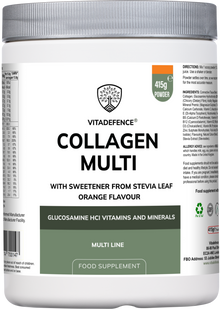 Vitadefence® Collagen Multi | Orange Flavour Powder with Glucosamine, Vitamins & Minerals – 415 g