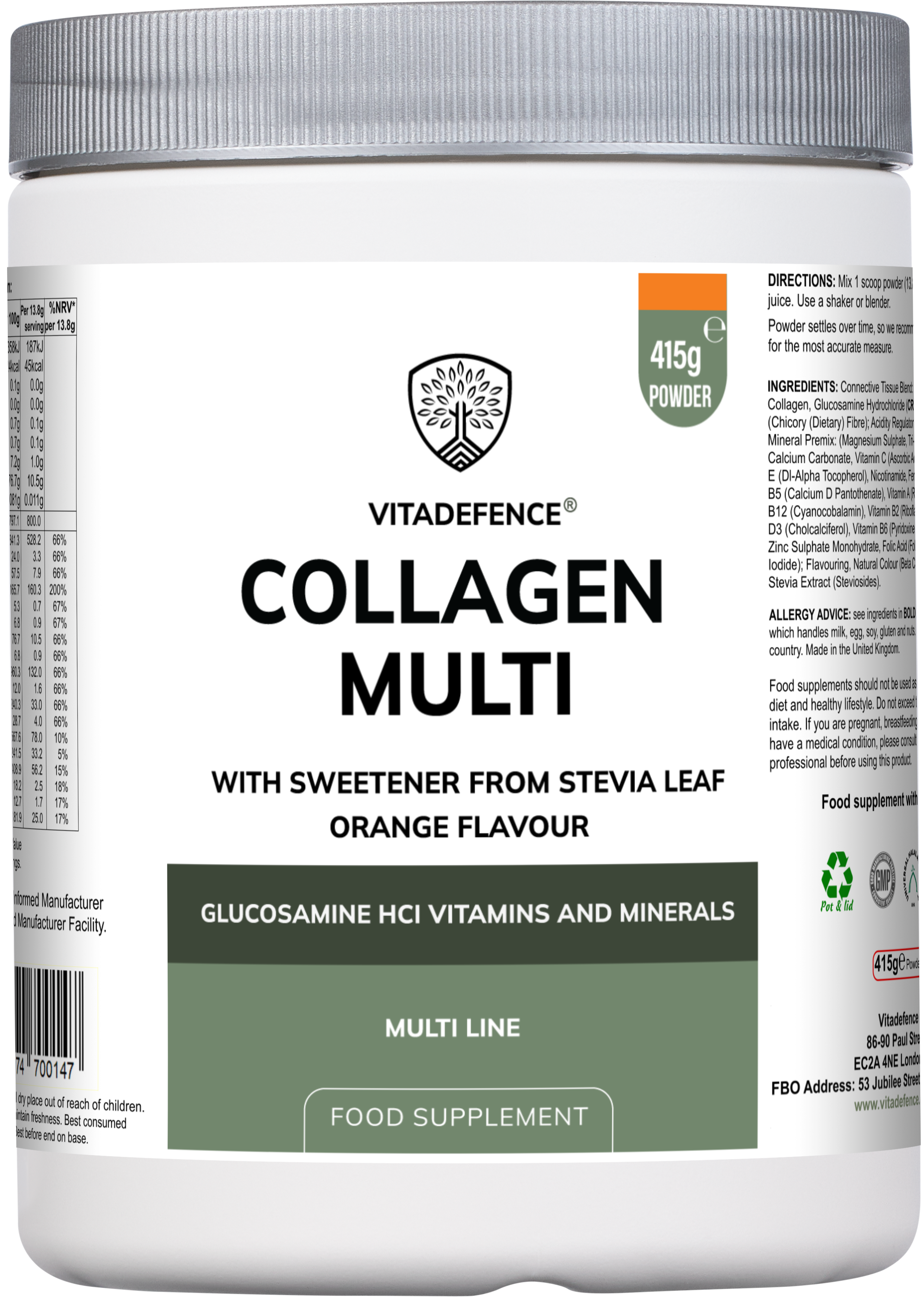 Collagen Multi – Orange Flavour with Glucosamine, Vitamins & Minerals